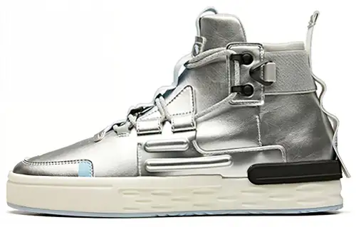 ANTA Skateboard Shoes Men's High Top Silver White