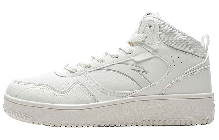 Anta Life Collection Textile, Synthetic Leather Slip Resistant Abrasion Resistant High top Skateboard Shoes Men's White