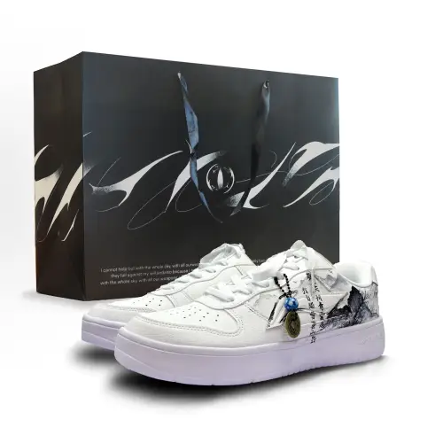 Li Ning Floating Boat Slip Resistant Waterproof Abrasion Resistant Low top Skateboard Shoes Men's White