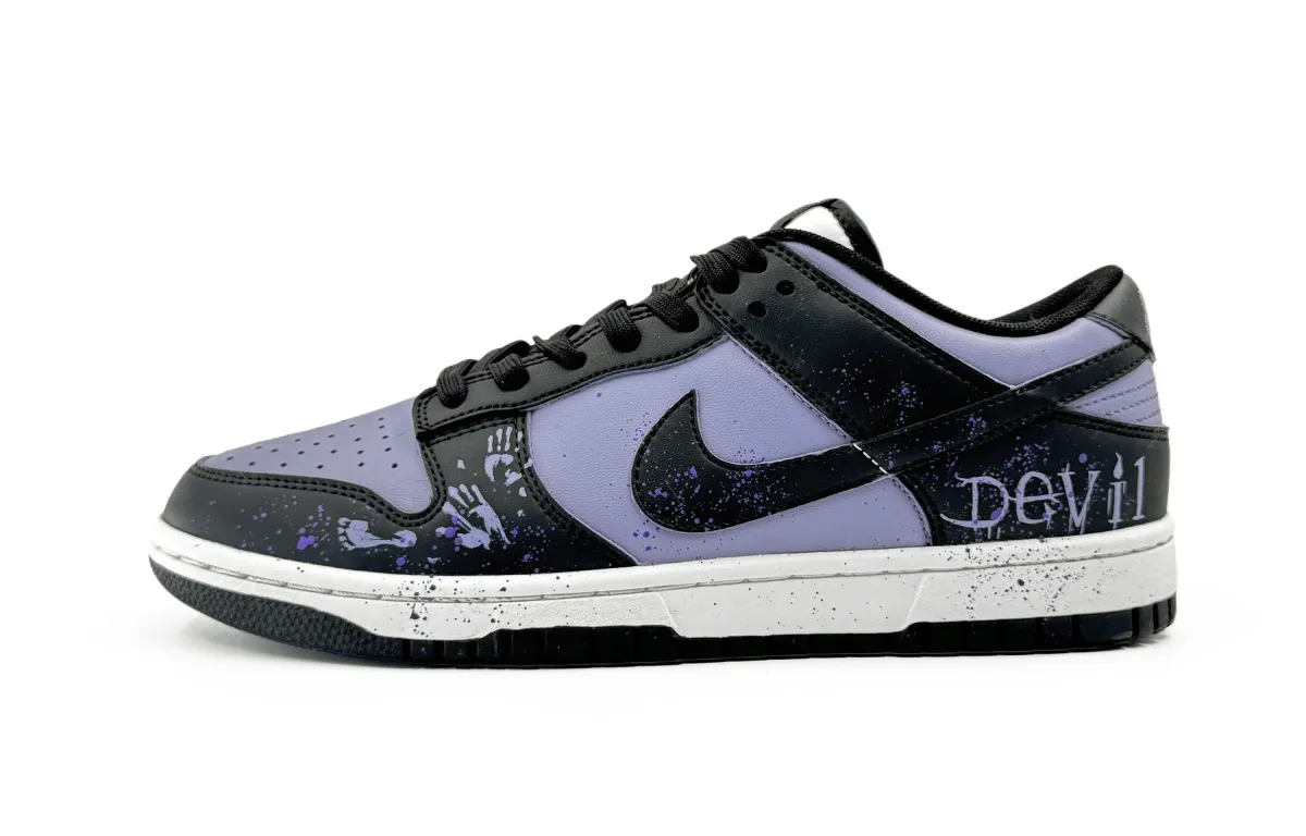Nike Dunk Abrasion Resistant Low top Skateboard Shoes Unisex Black Purple