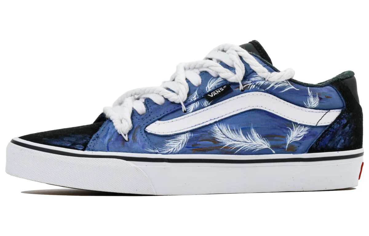 Vans Faulkner Fine Feather Fabric Abrasion Resistant Low top Skateboard Shoes Unisex Blue White