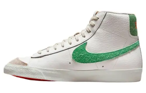 Nike Blazer Textile, Leather Slip Resistant, Abrasion Resistant, Lightweight Mid top Skateboard Shoes White Green