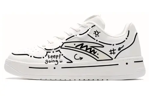 Anta Barbaric Illustrator Slip Resistant Cushioning Low top Skateboard Shoes Men's Black White