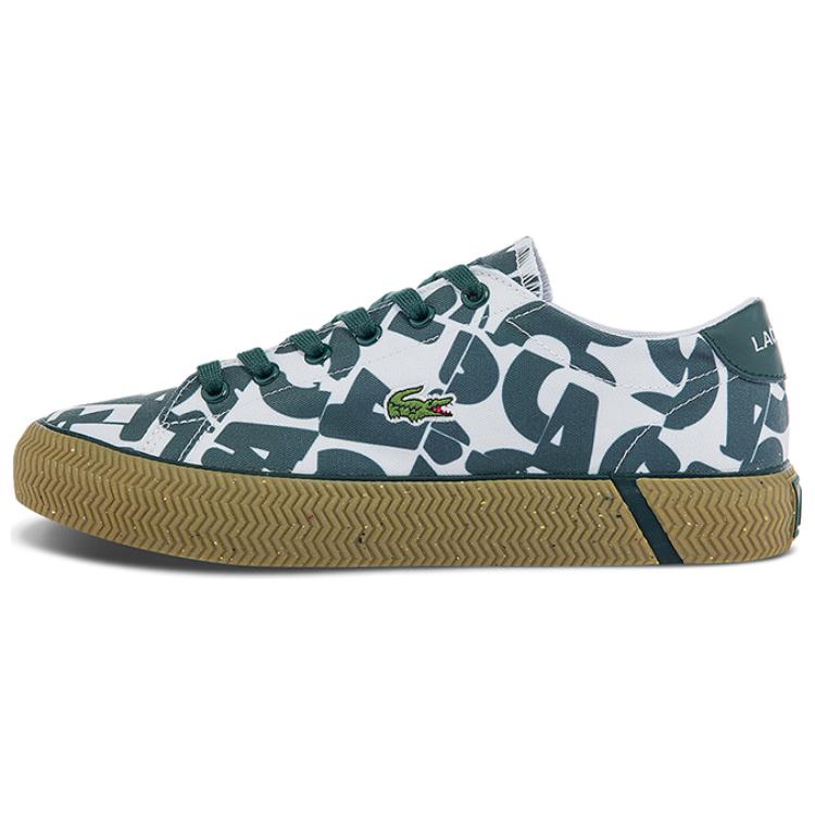 Женские кеды LACOSTE (бело-зеленые)