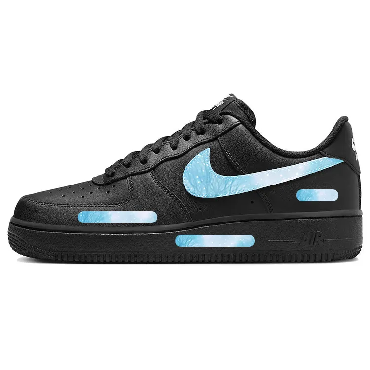 Nike Air Force 1 Snow Scene Slip Resistant Abrasion Resistant Low top Skateboard Shoes Unisex Black