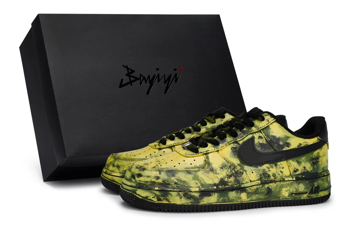Nike Air Force 1 Slip Resistant Slip Resistant Low top Skateboard Shoes Unisex Black Yellow