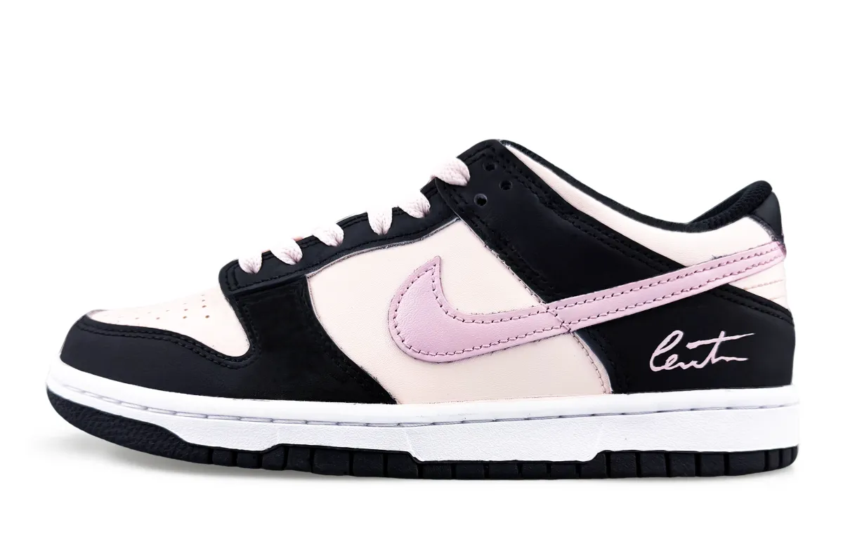 Nike Dunk Abrasion Resistant Low top Skateboard Shoes Women's Black Pink