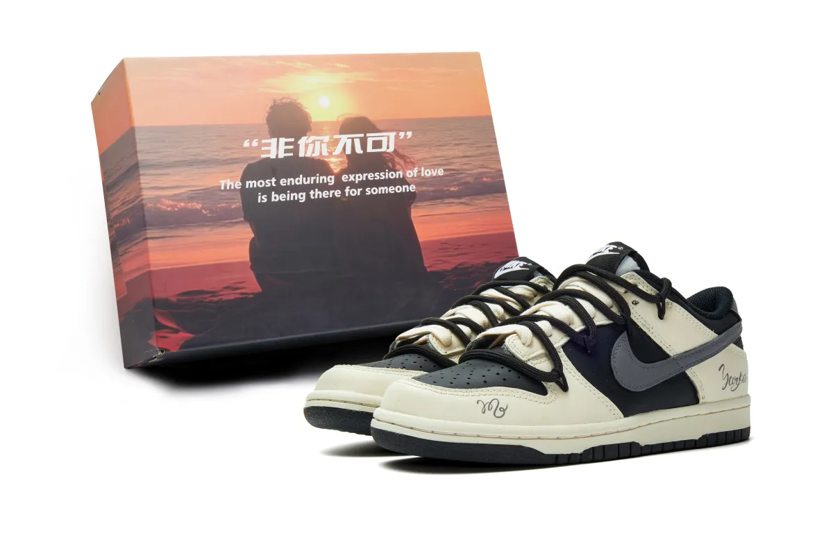 Nike Dunk Abrasion Resistant Low top Skateboard Shoes Unisex Beige Gray Black