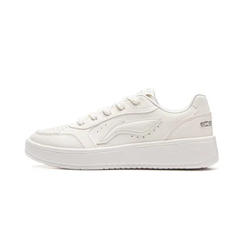 Li Ning Sycee Pure Lightweight Breathable Height Increasing Low top Skateboard Shoes Women's Mist White