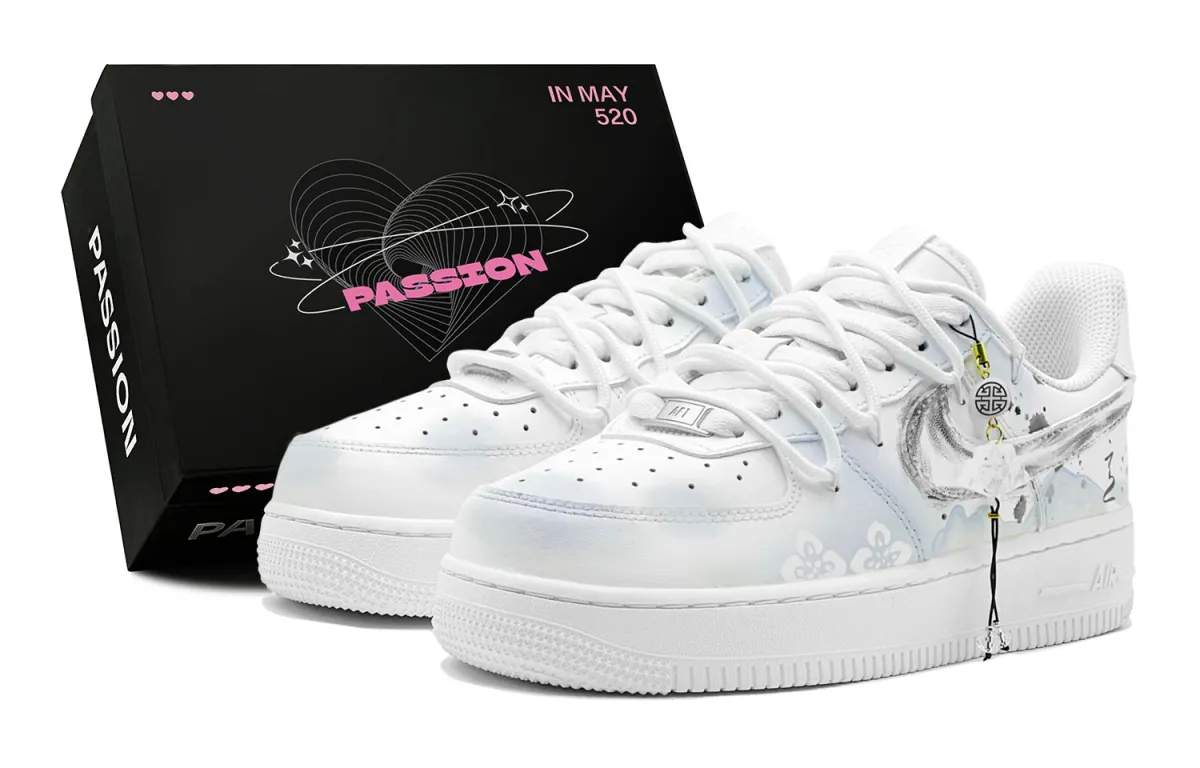 Nike Air Force 1 Ink Rain Cloud Smoke, New Chinese Style, Chinese Style Slip Resistant Slip Resistant Low top
