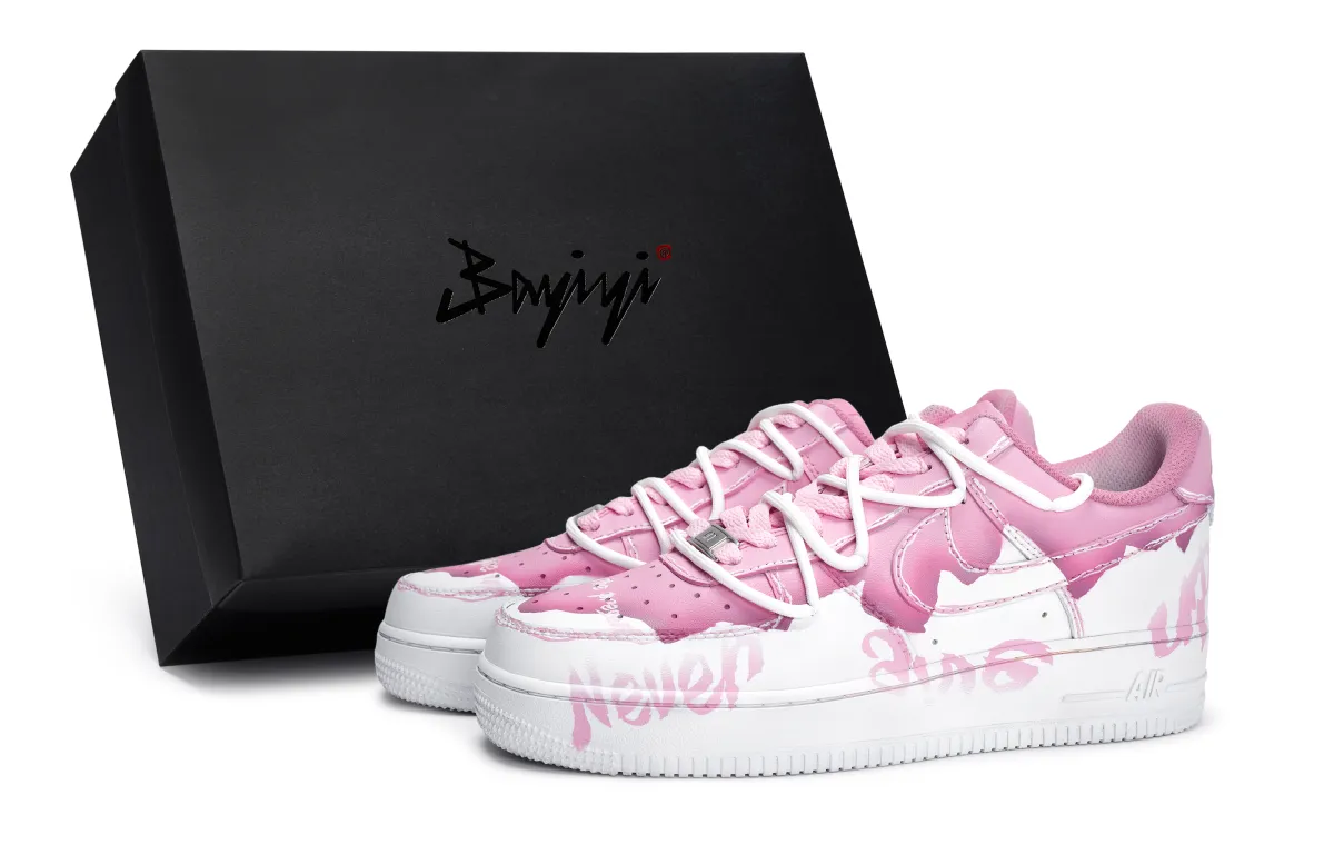 Nike Air Force 1 Slip Resistant Abrasion Resistant Low top Skateboard Shoes Unisex Pink White