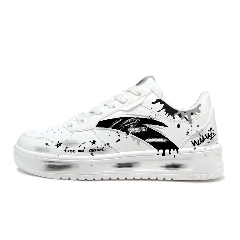 Anta Easy Abrasion Resistant Lightweight Low top Skateboard Shoes Unisex Black White