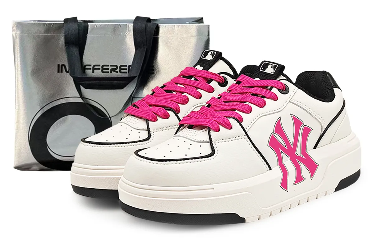 MLB Chunky Liner Abrasion Resistant Slip Resistant Low top Skateboard Shoes Unisex Rose Red