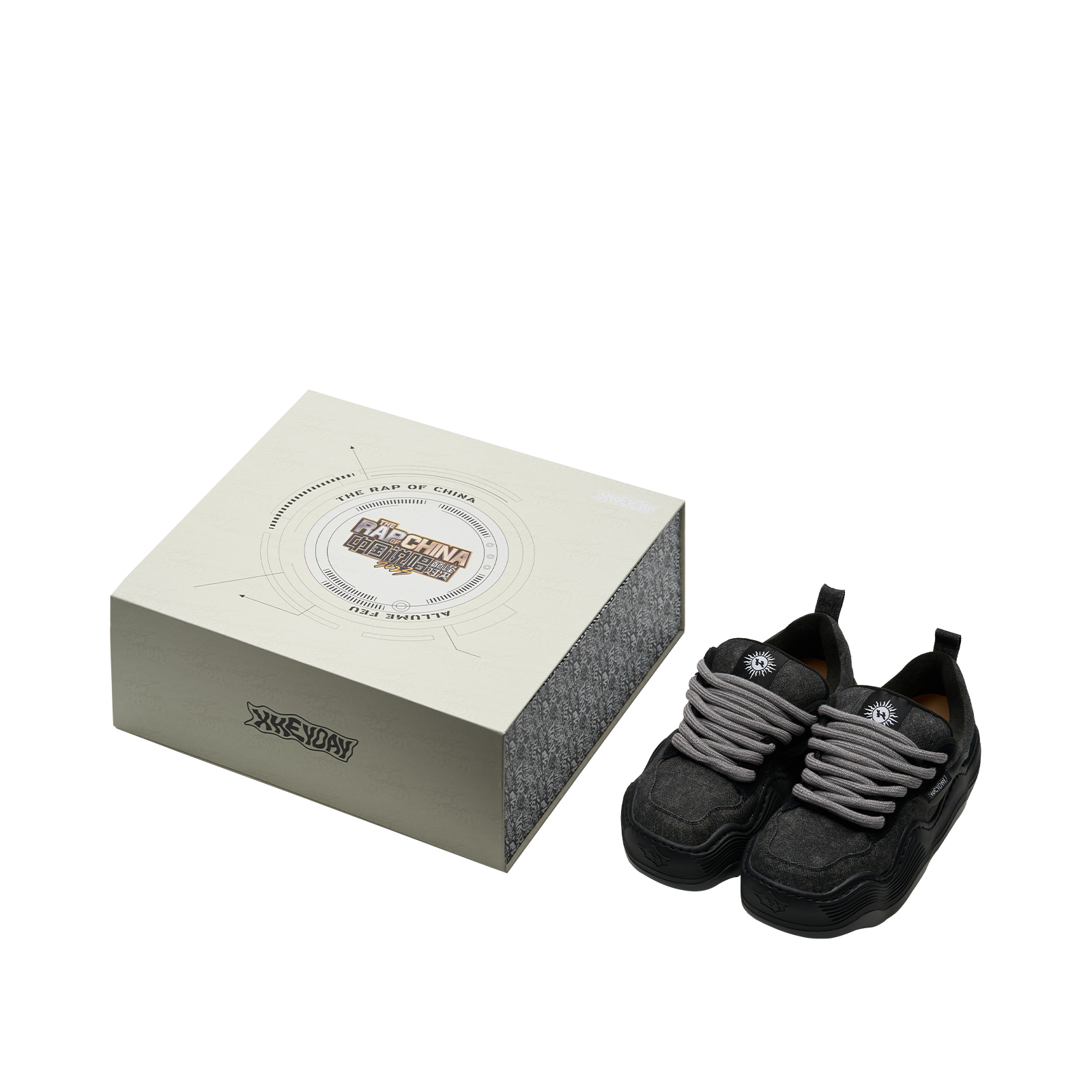 Heyday x ALLUME FEU X '2023' Slip Resistant Low top Skateboard Shoes Unisex Black