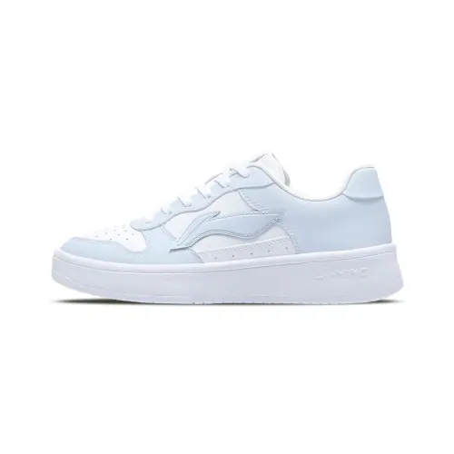 Li Ning Floating Boat Slip Resistant Cushioning Abrasion Resistant Low top Skateboard Shoes Women's White Blue
