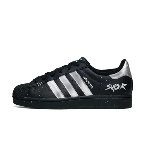 Adidas Originals Superstar 2 WAO Slip Resistant Abrasion Resistant Low top Skateboard Shoes Unisex Black Silver