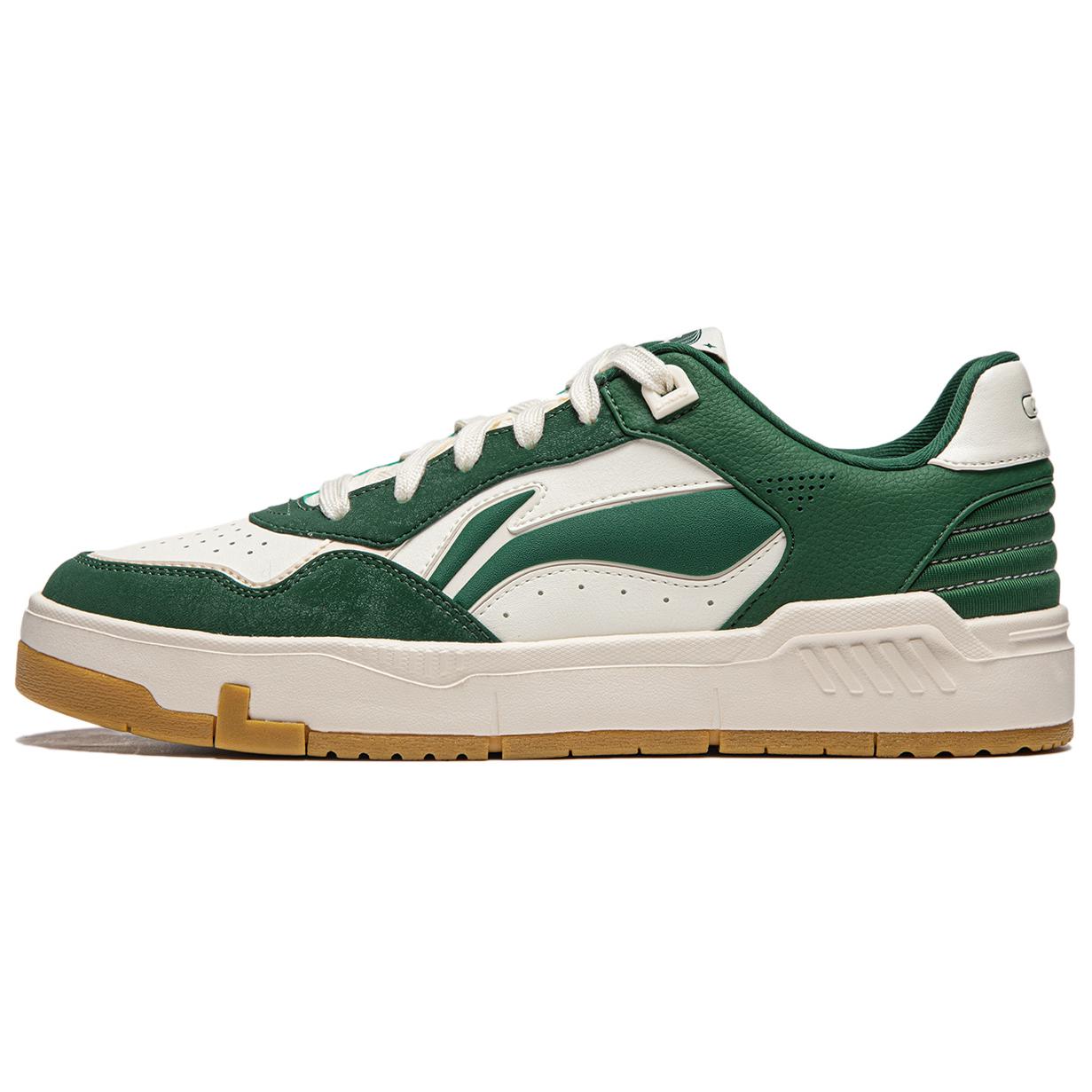 Li Ning Common 80s Slip Resistant Abrasion Resistant Low top Skateboard Shoes Men's Green White