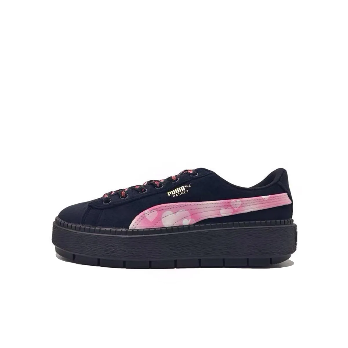 PUMA Platform Trace Slip Resistant Low top Skateboard Shoes Women's Black Pink