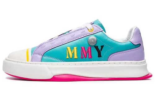 MIHARA YASUHIRO x FILA FM 4 4 Leather Abrasion Resistant Low top Skateboard Shoes Women's Blue Green Purple