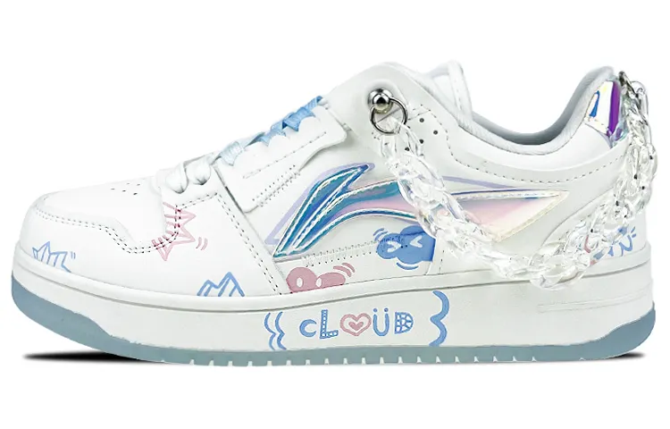Li Ning Tianji Soft Low top Skateboard Shoes Women's White Blue