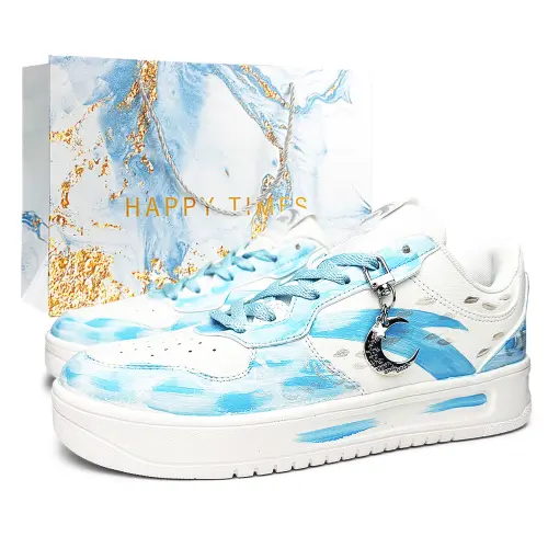 Anta Easy Slip Resistant Lightweight Height Increasing Low top Skateboard Shoes Unisex Sky Blue