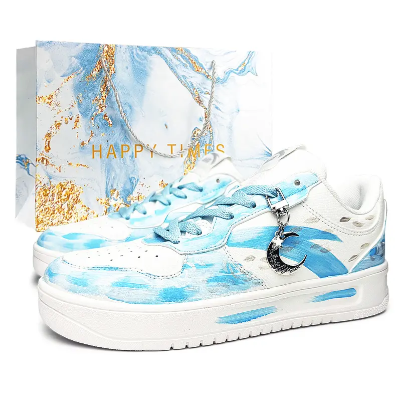 Anta Easy Slip Resistant Lightweight Height Increasing Low top Skateboard Shoes Unisex Sky Blue