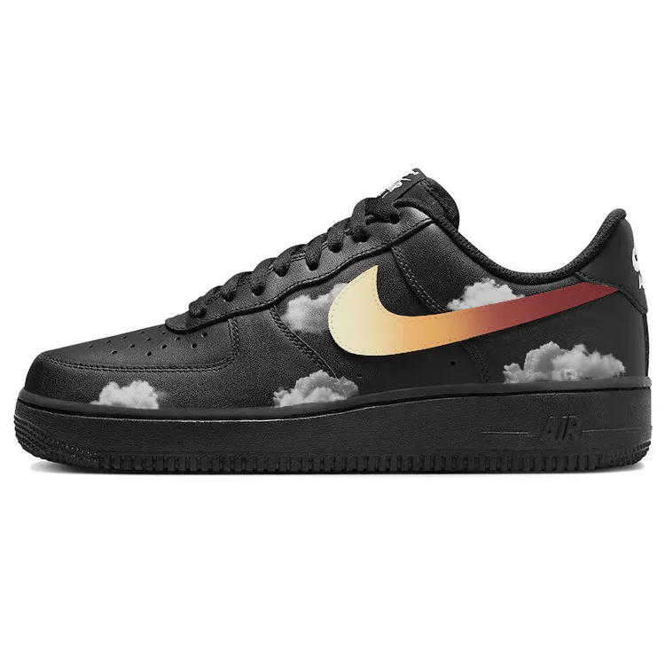 Nike Air Force 1 Slip Resistant Cushioning Breathable Low top Skateboard Shoes Unisex Black White