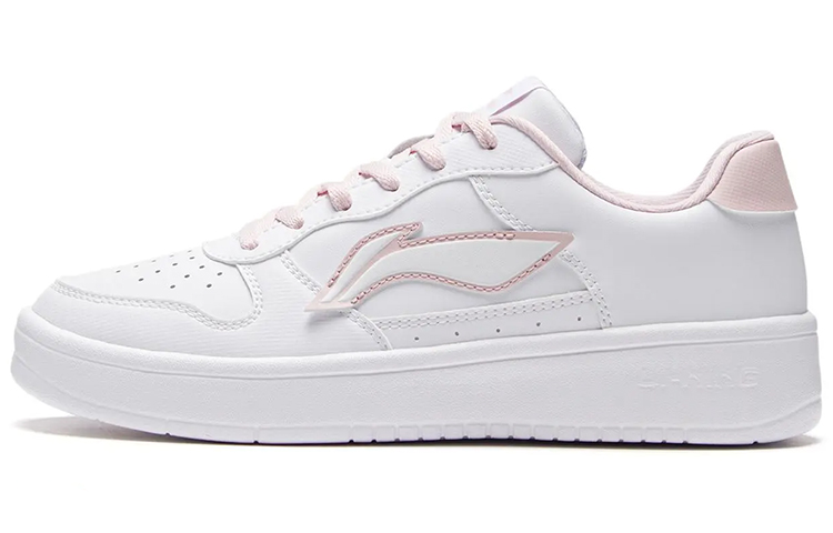 LiNing Li Ning pontoon sports fashion classic lightweight soft casual versatile thick sole heightening white shoes low top sneakers women white pink