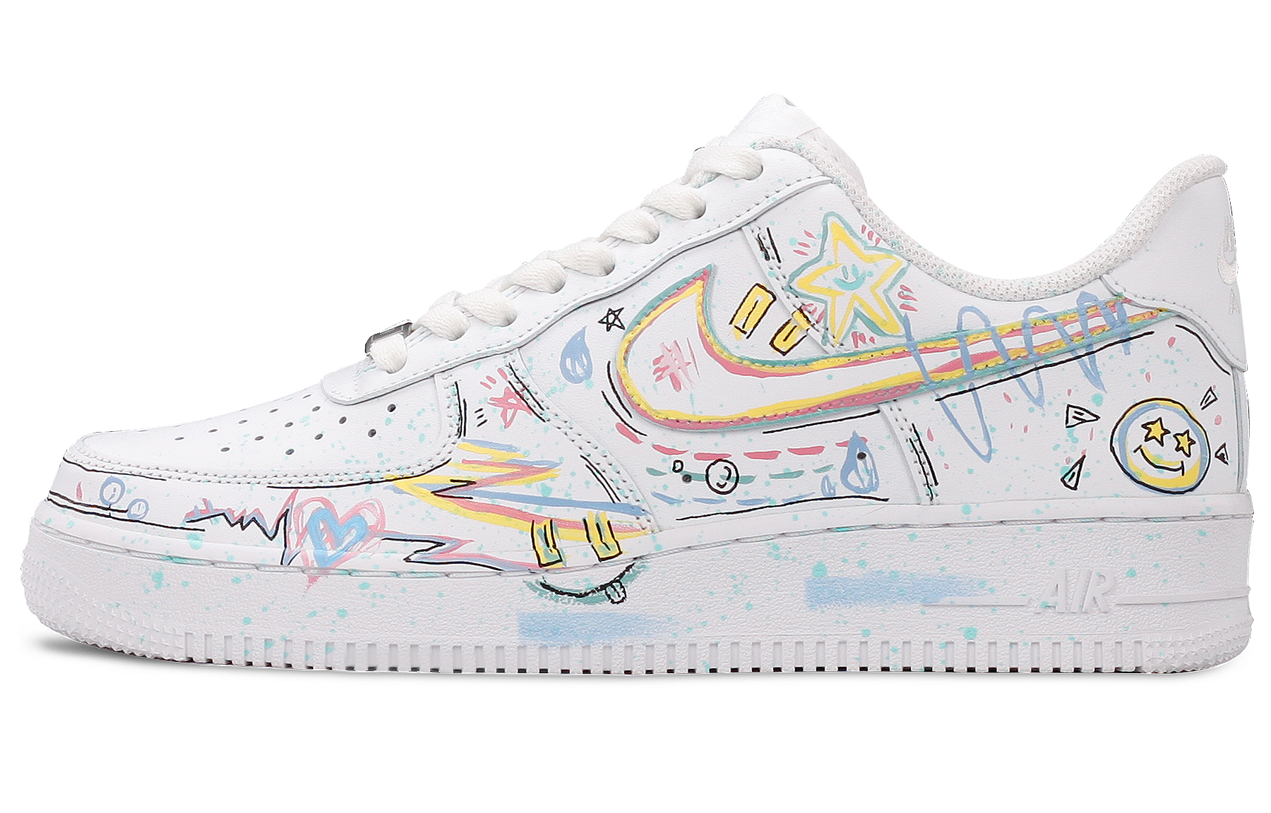Nike Air Force 1 Coverage Slip Resistant And Abrasion Resistant Low top Skateboard Shoes Men's White
