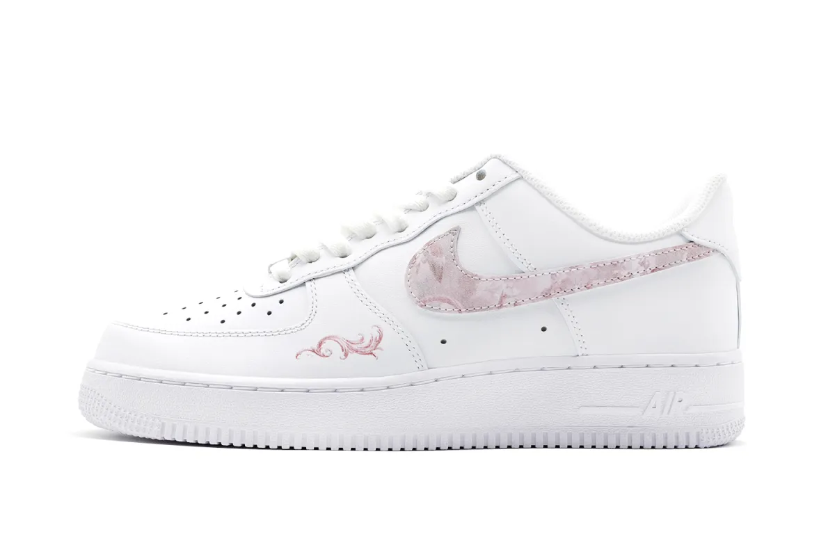 Nike Air Force 1 Pink Rococo Low top Skateboard Shoes Women's Pink White