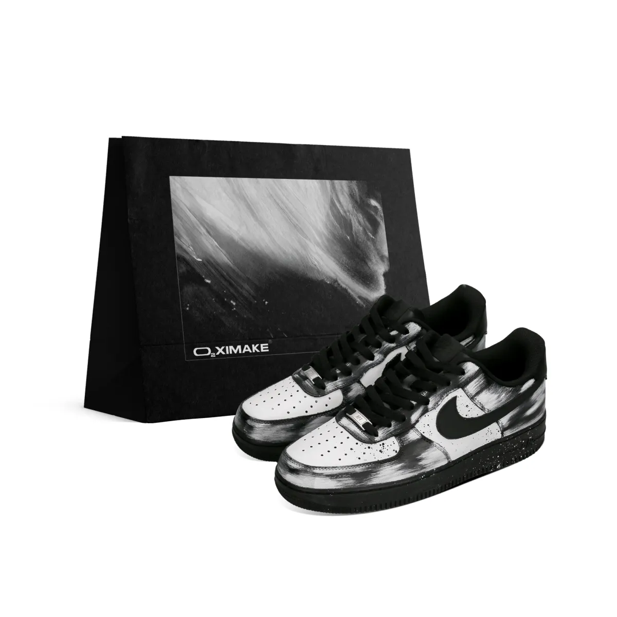 Nike Air Force 1 Cushioning Height Increasing Low top Skateboard Shoes Unisex Black White