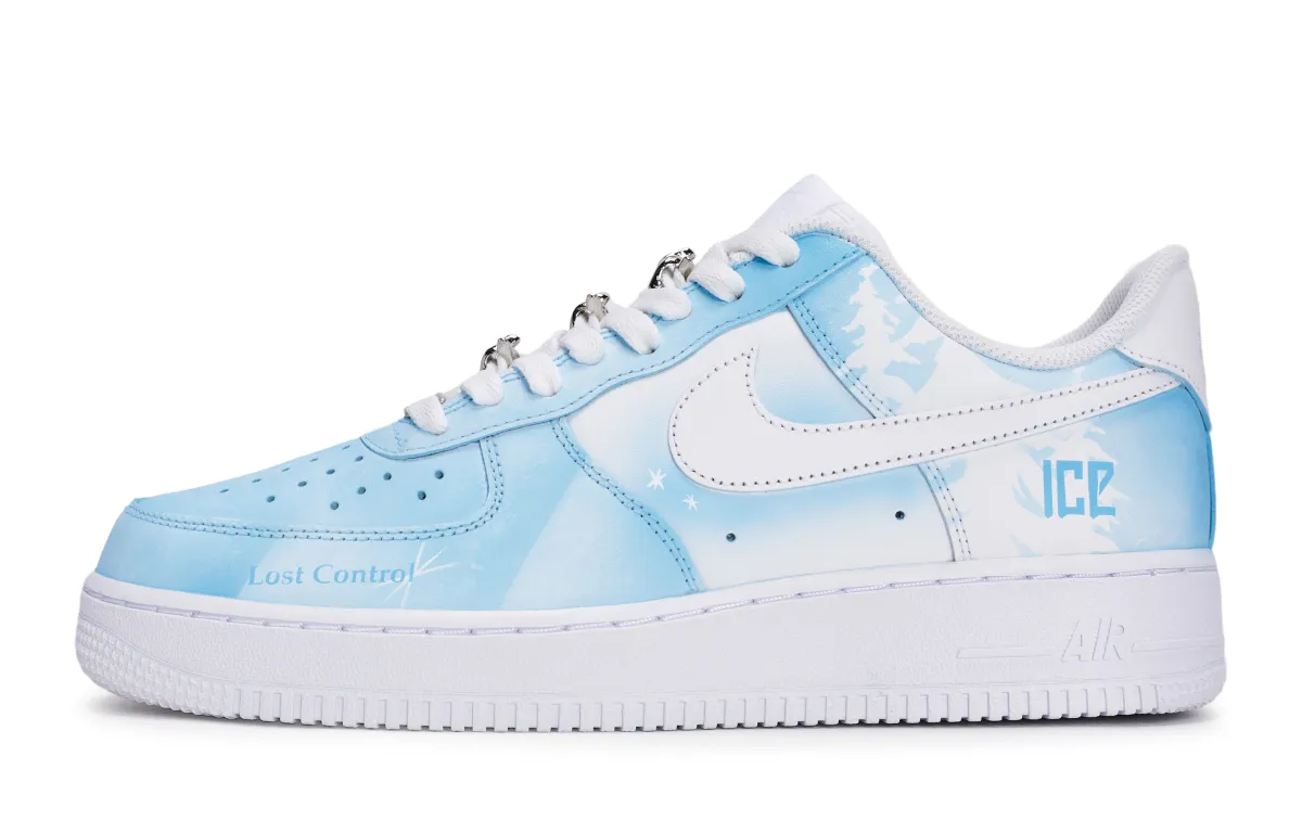 Nike Air Force 1 Snowy Forest Slip Resistant Abrasion Resistant Low top Skateboard Shoes Unisex White Blue
