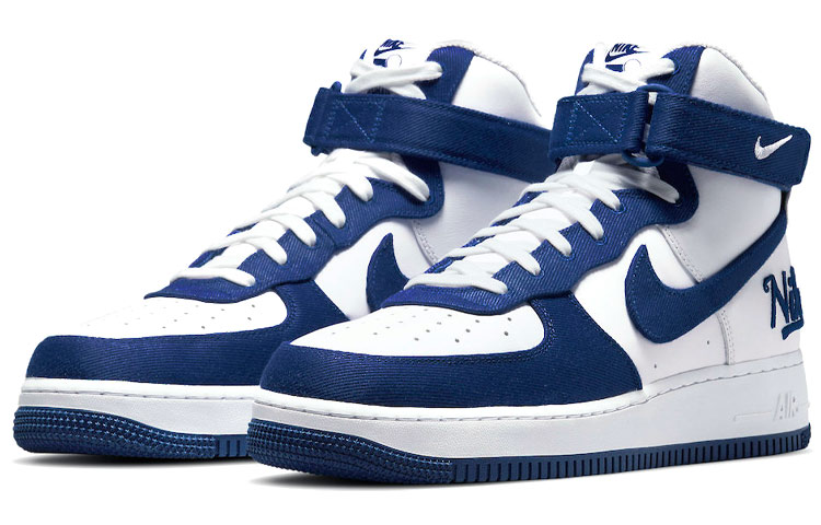Мужские кроссовки Nike Air Force 1 EMB "Dodgers" (бело-синие) — Белый / синий — фото 3