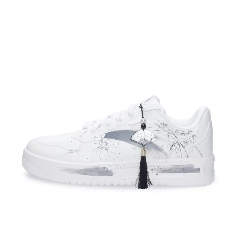 Anta Thermal Slip Resistant Abrasion Resistant Low top Skateboard Shoes Men's White Black