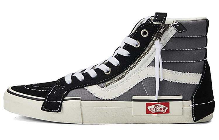 Vans SK8 Reissue Cap deconstructed high-top sneakers for men and women, gray and black