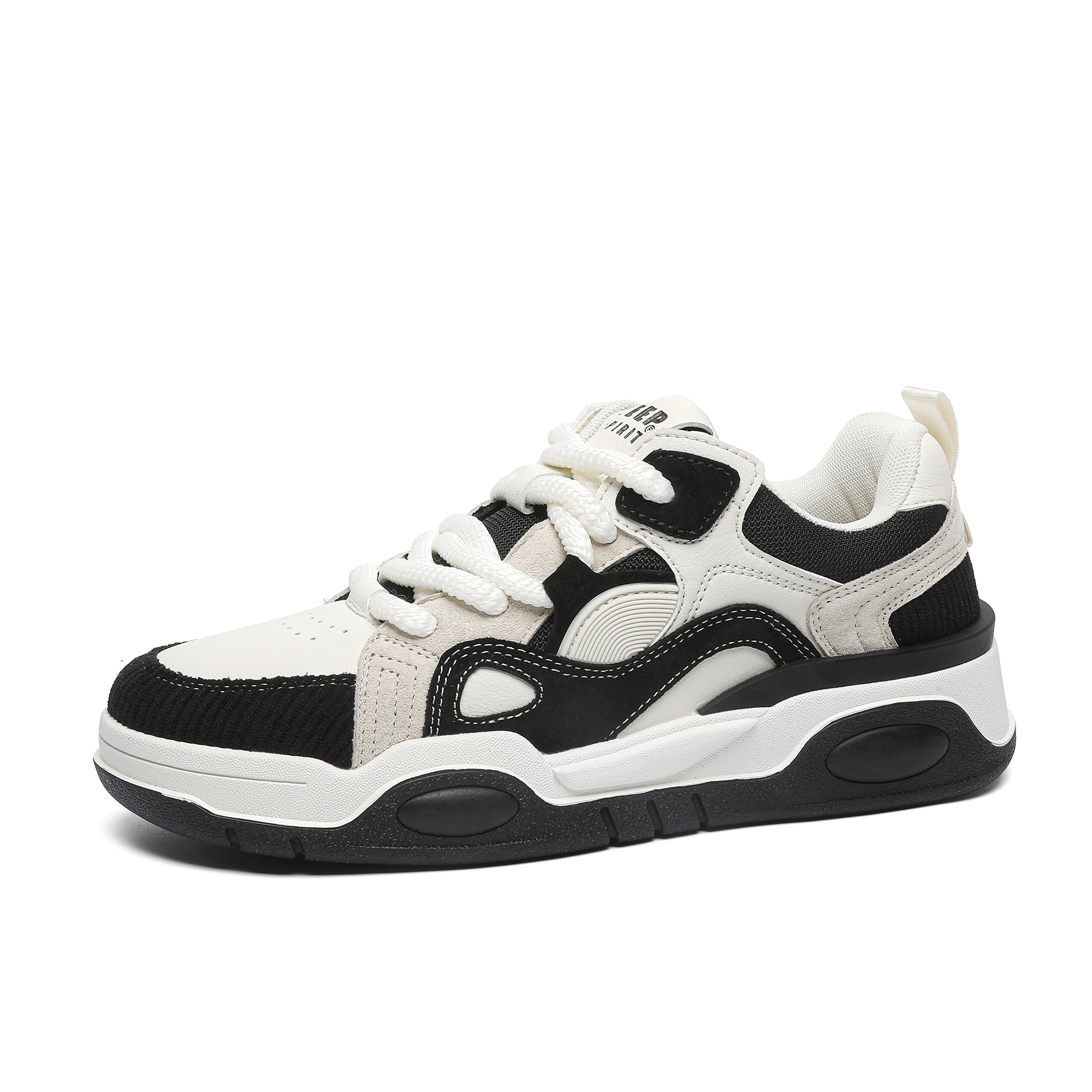 JEEP SPIRIT Retro Fashion Low top Skateboard Shoes Men's Black White