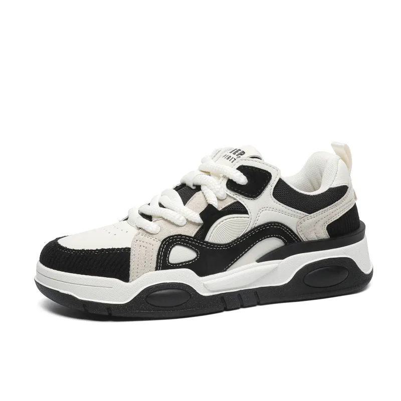 JEEP SPIRIT Retro Fashion Low top Skateboard Shoes Men's Black White
