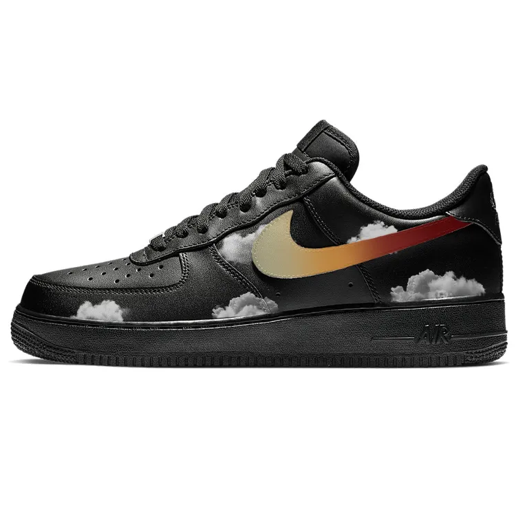 Nike Air Force 1 Slip Resistant Cushioning Breathable Low top Skateboard Shoes Unisex Black Gray