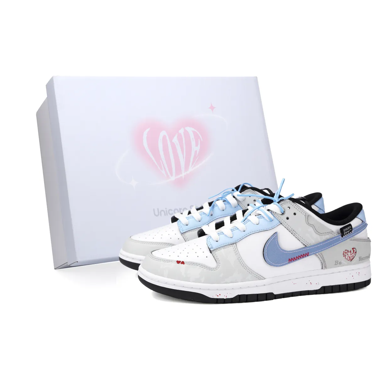 Nike Dunk First Love Audio Abrasion Resistant Low top Skateboard Shoes Unisex Blue Gray