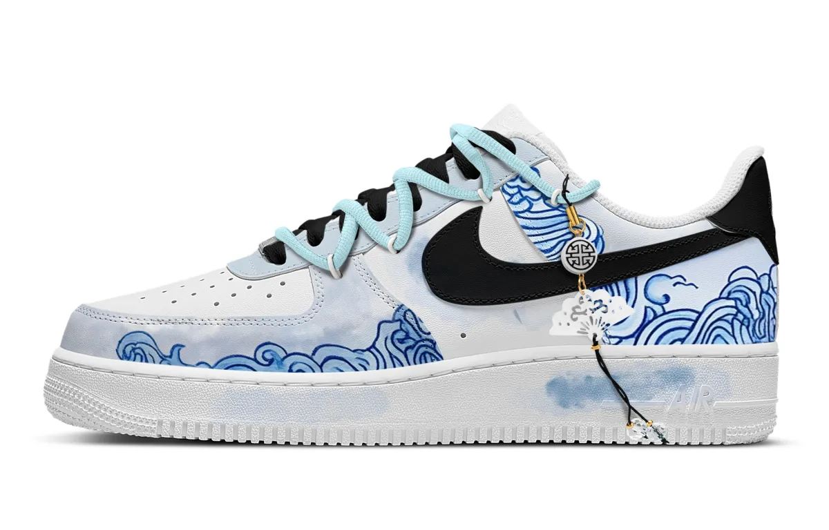 Nike Air Force 1 Abrasion Resistant Low top Skateboard Shoes Men's Blue