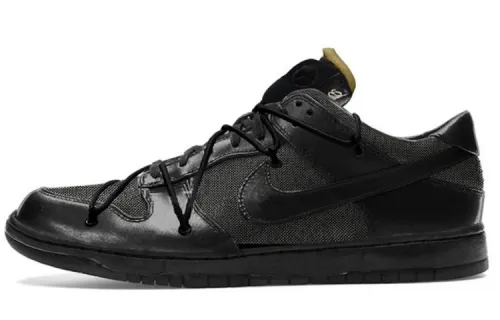 OFF WHITE x Nike Dunk Cow Leather Slip Resistant Abrasion Resistant Low top Skateboard Shoes Men's Black