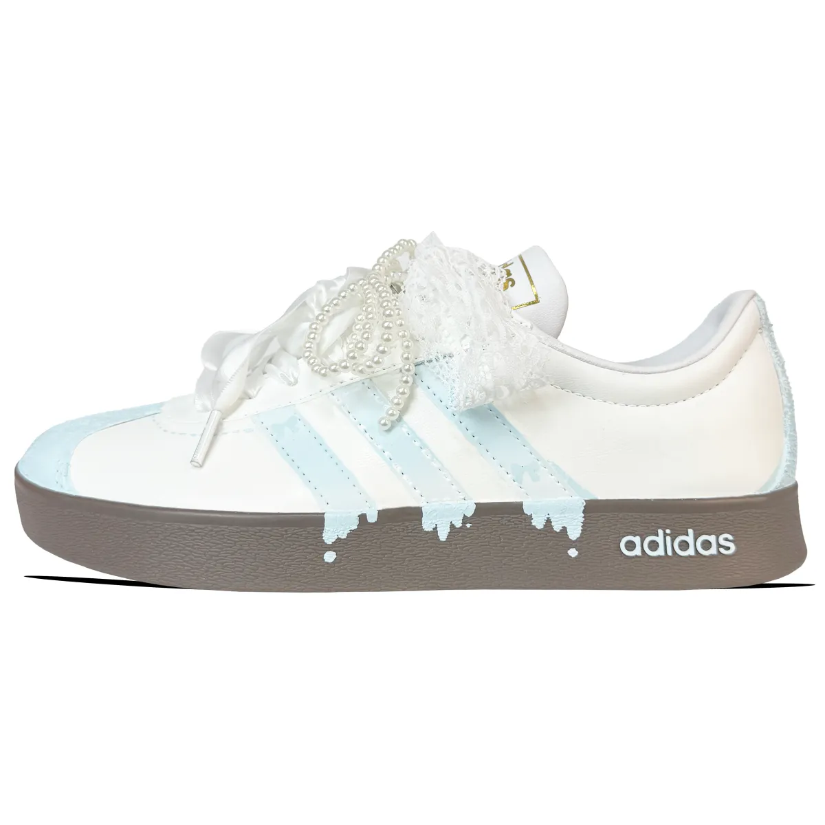 Adidas VL COURT 2.0 Abrasion Resistant Abrasion Resistant Low top Skateboard Shoes Unisex White Blue