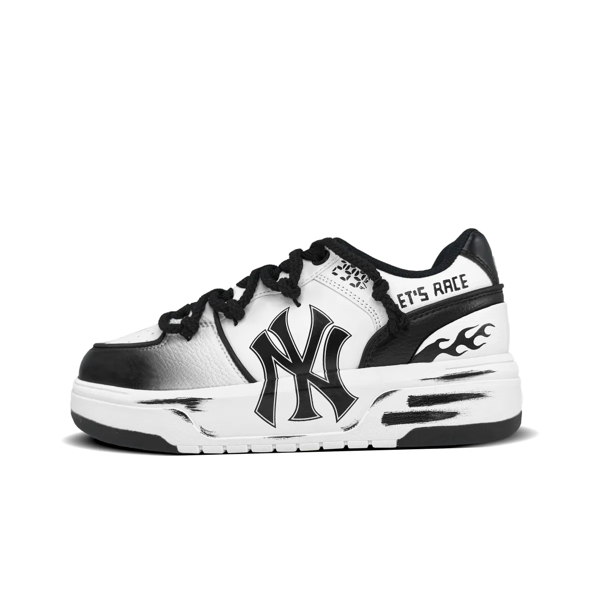 MLB Chunky Liner F1 Speed Moments Cushioning Abrasion Resistant Low top Skateboard Shoes Unisex Black White