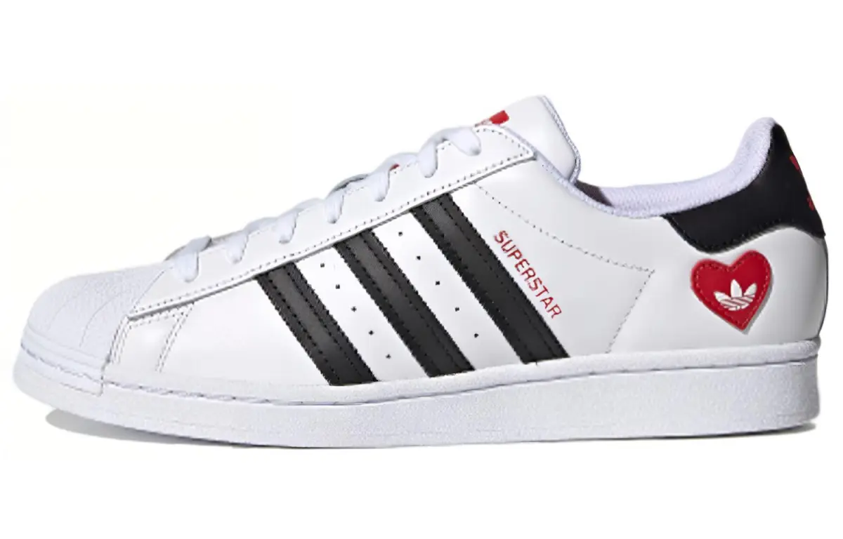 Adidas Originals SUPERSTAR Synthetic Leather Heart Abrasion Resistant Low top Skateboard Shoes Unisex White