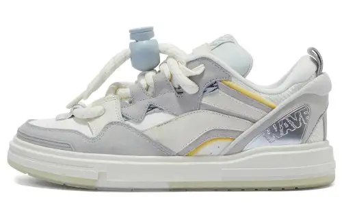 Li Ning Wave SWAG Slip Resistant Low top Gourd Shaped Lock, Low Top Puffy Skate Shoes Women's Microcrystalline Gray