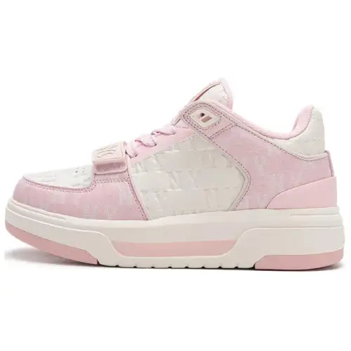 MLB New York Yankees Synthetic Leather Slip Resistant High top Skateboard Shoes Unisex Pink