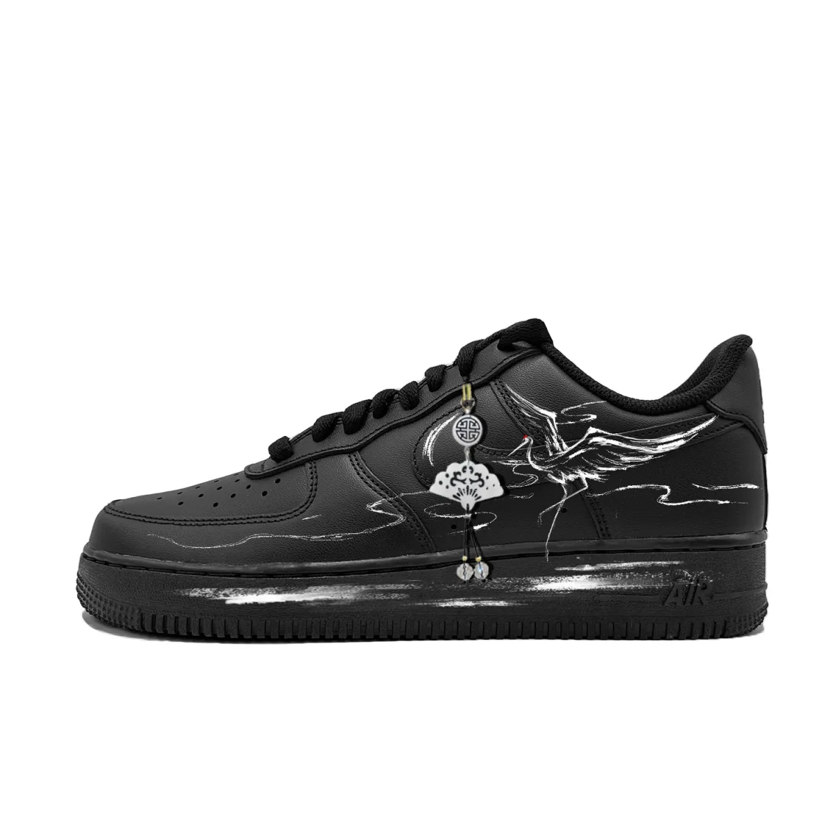Nike Air Force 1 Crane Hides In The Clouds Abrasion Resistant Low top Skateboard Shoes Unisex Black White