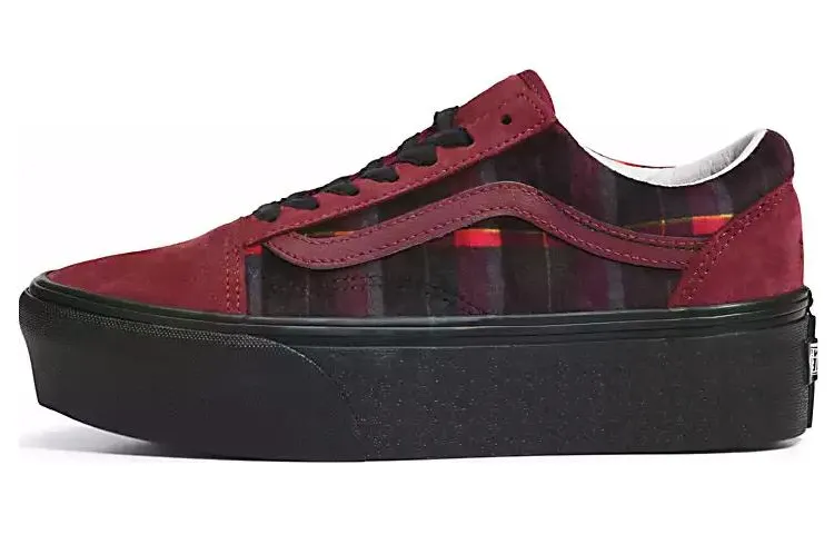 Vans Stackform Canvas Abrasion Resistant Low top Skateboard Shoes Unisex Red Black