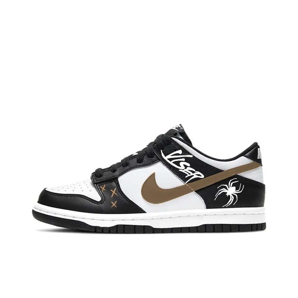 Nike Dunk SB Leather Abrasion Resistant Low top Skateboard Shoes Unisex Black White