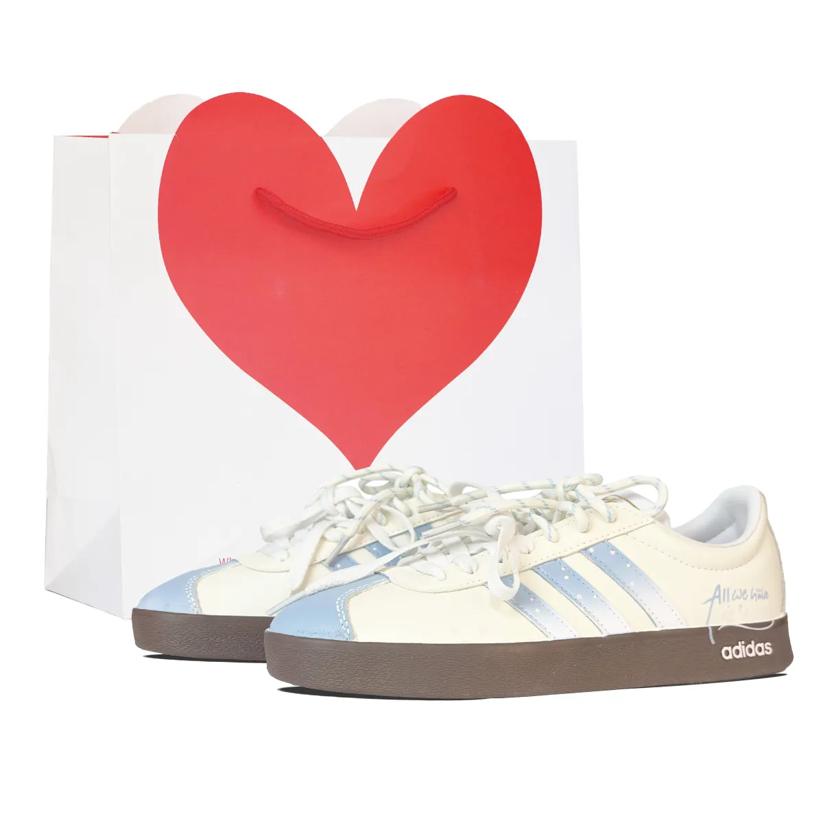 Adidas VL COURT 2.0 Abrasion Resistant Low top Skateboard Shoes Unisex Blue Pink